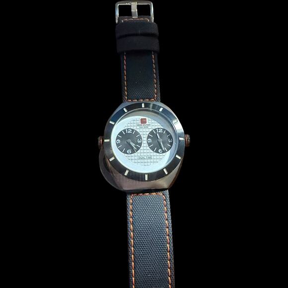 Swiss Military Calibre Commando Dual Time Stainless Steel Watch Black Strap